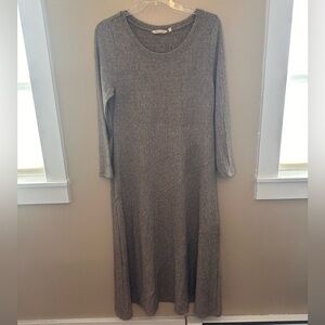 Soft Surroundings Tan/Cream Knit Long Sleeve Dress Size Large